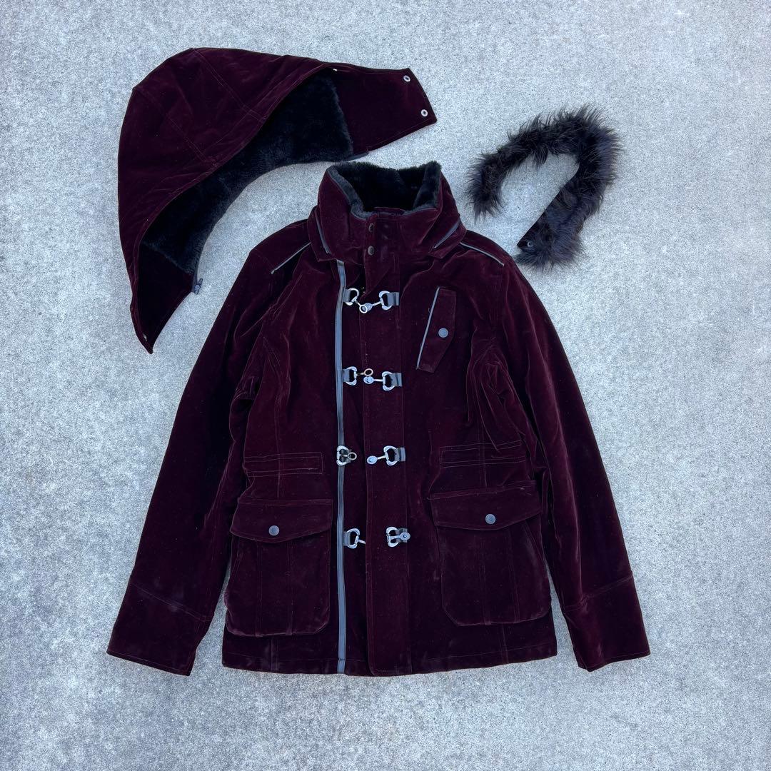 semantic design ベロア ファーダッフル ボルドー お兄系