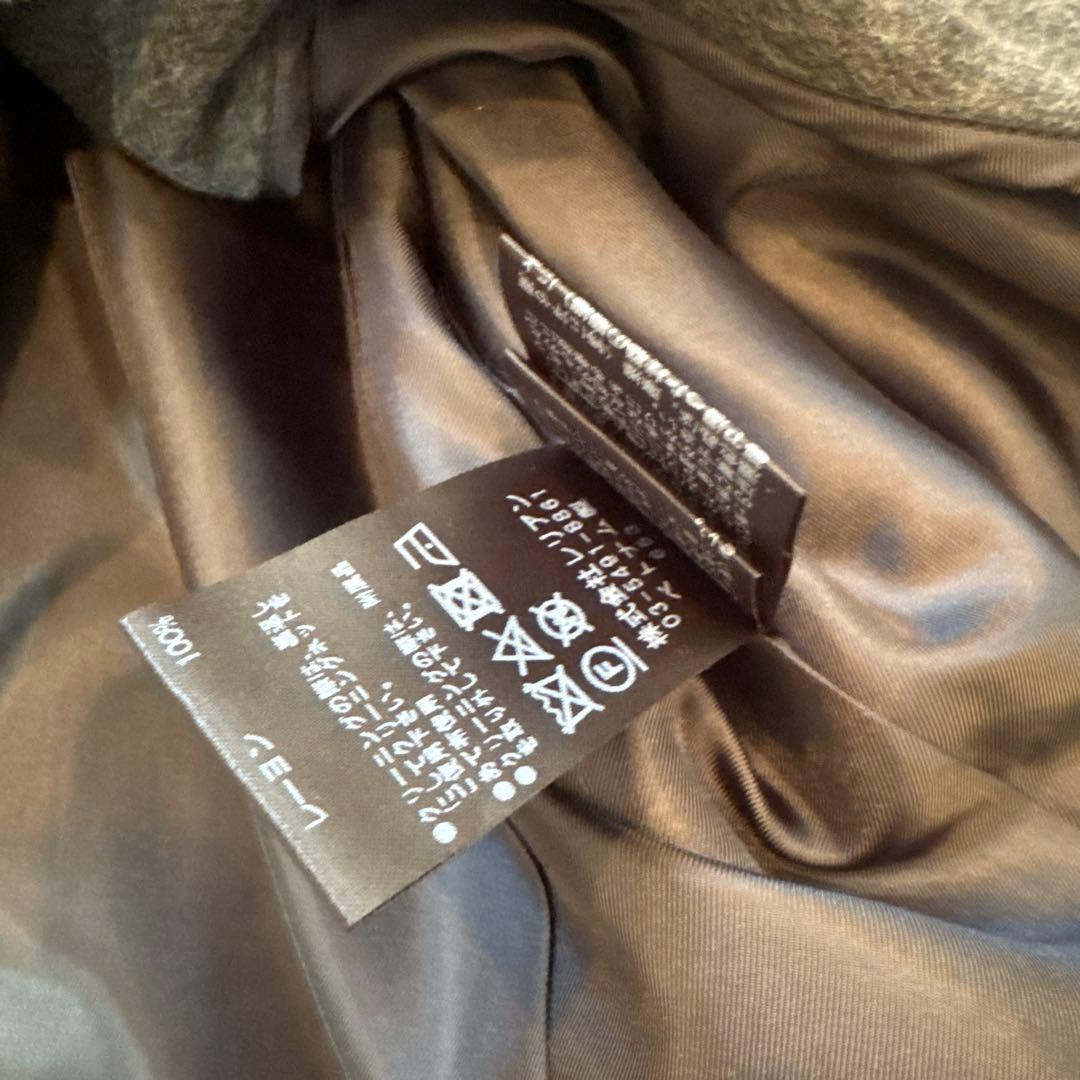 【LANVIN en Bleu】グレー ウールコート フォックスファー付き　美品