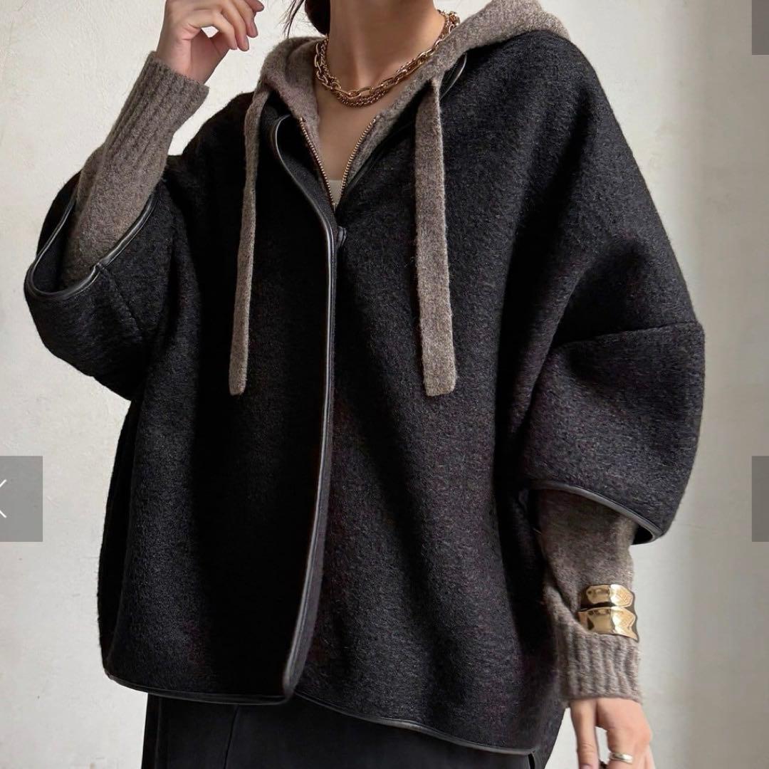 新品　Dou Dou ウーレットポンチョ風アウター