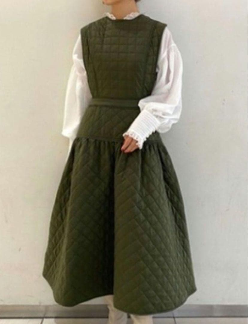 【レア✨】ファーファー　キルティングワンピース　編み上げ　リボン