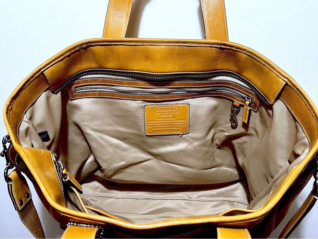 Coach コーチ オールレザーショルダー トートバッグ　旅行カバン