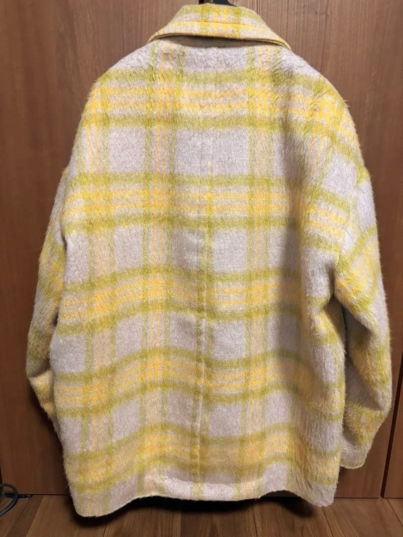 pinue シャギーチェックコート（YELLOW）