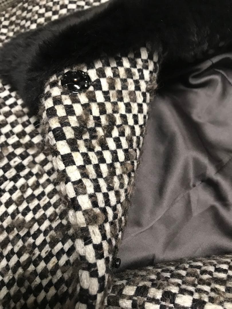 ARMANI COLLEZIONI イタリア製一松柄ファー付きコート 40