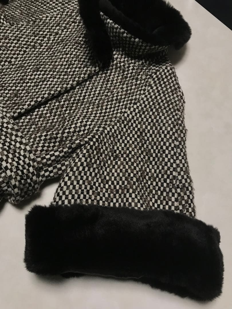 ARMANI COLLEZIONI イタリア製一松柄ファー付きコート 40