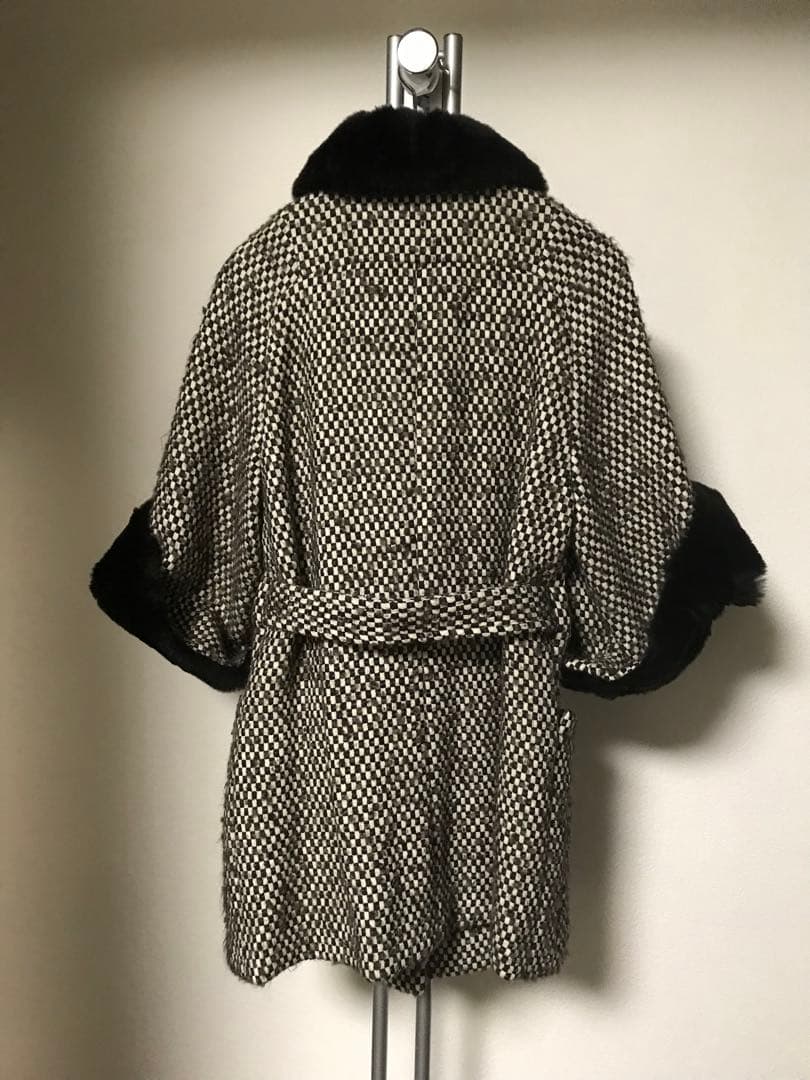 ARMANI COLLEZIONI イタリア製一松柄ファー付きコート 40