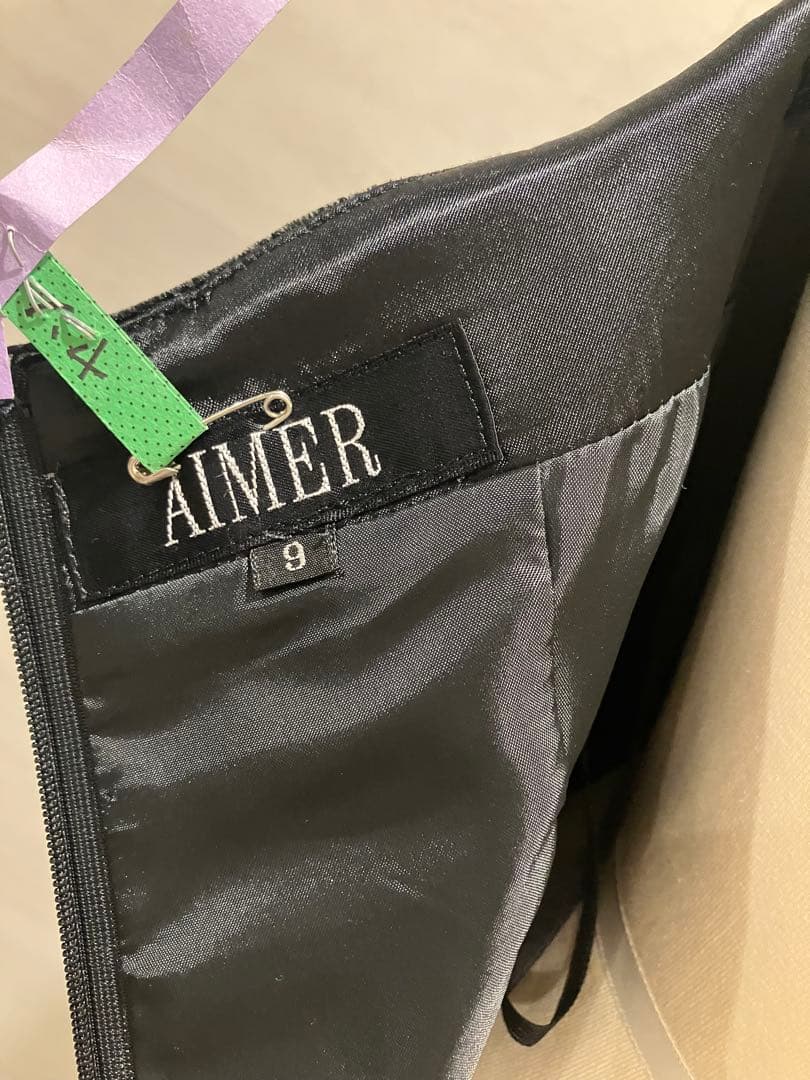 美品AIMER【高身長細身】ベルベット マーメイドドレス 7-9号 ロングドレス