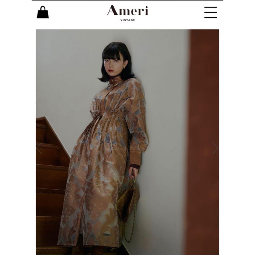 Ameri アメリ　und sheer jacquard tuck dress