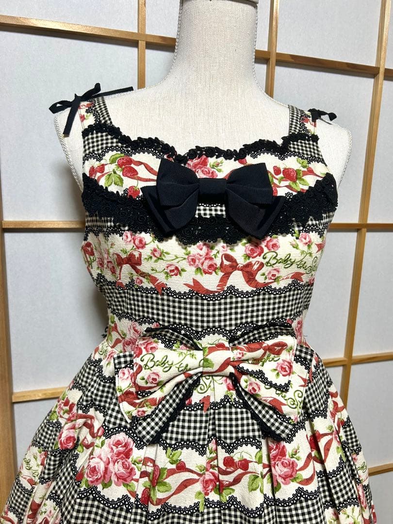 BABY スウィーティギンガムボーダージャンパースカート　黒