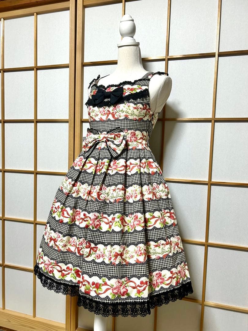 BABY スウィーティギンガムボーダージャンパースカート　黒