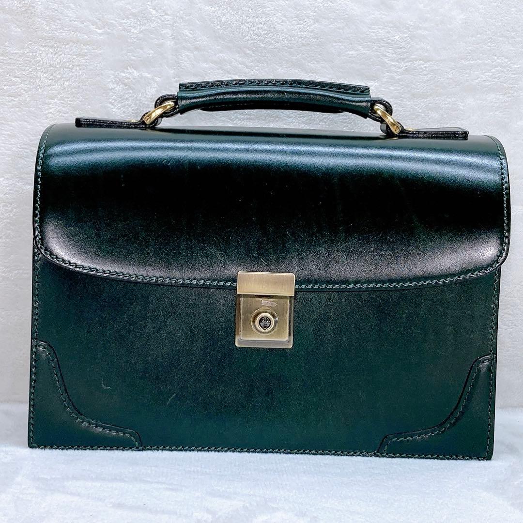 ✨極美品✨ 鞄いたがき セカンドバッグ ダレス ブラスコット ダークグリーン