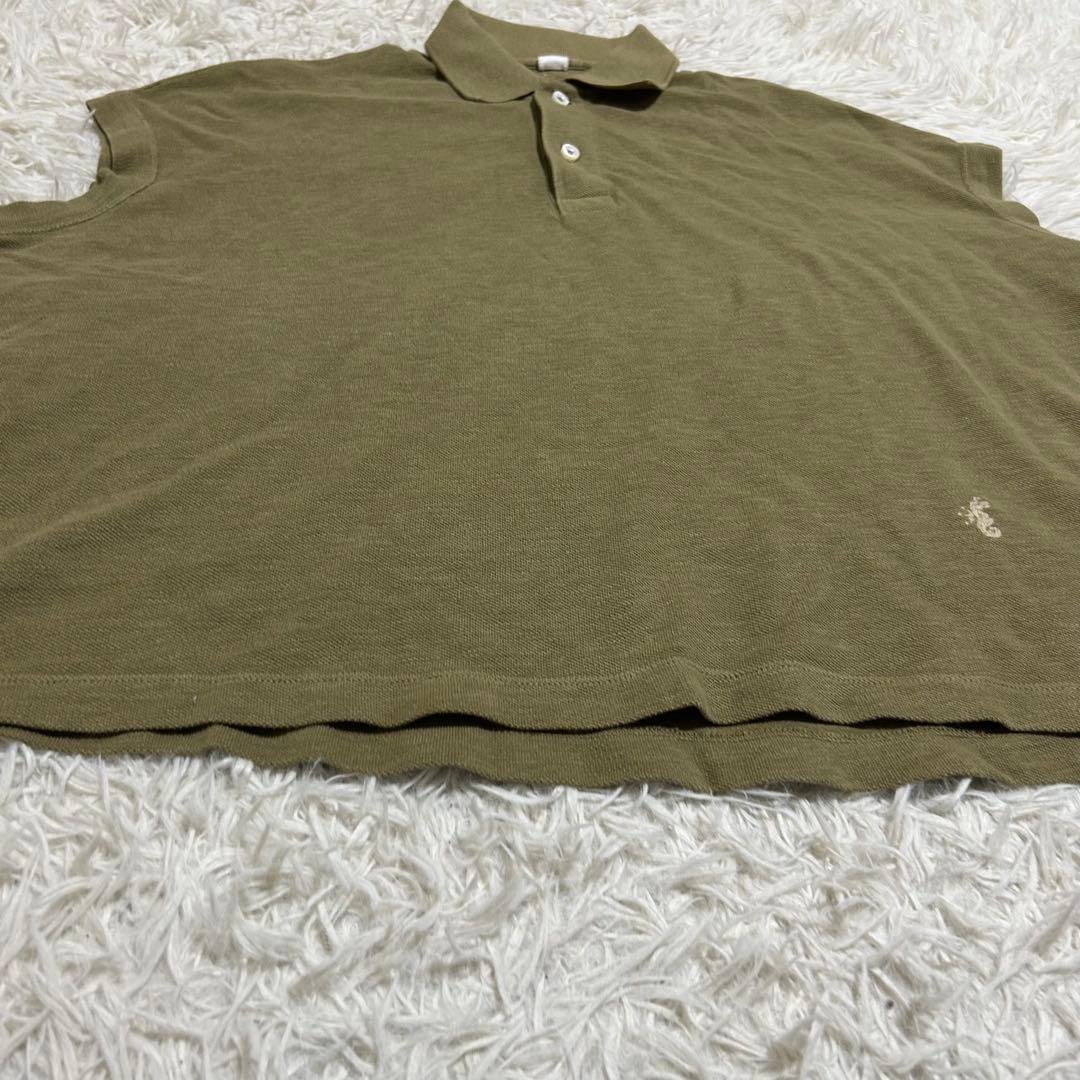 良品✨45R ジンバカノコの33色馬ポロ R刺繍 ゆったり ポロシャツ カーキ