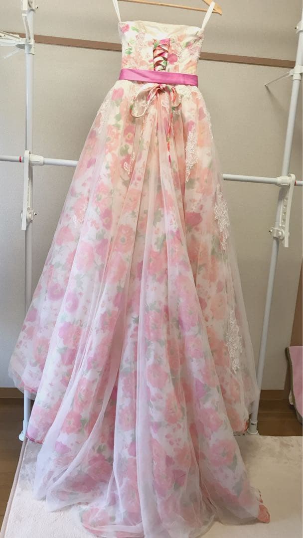 【引越しの為値下げ】YNS ウェディングドレス カラードレス 花柄 パニエ付き
