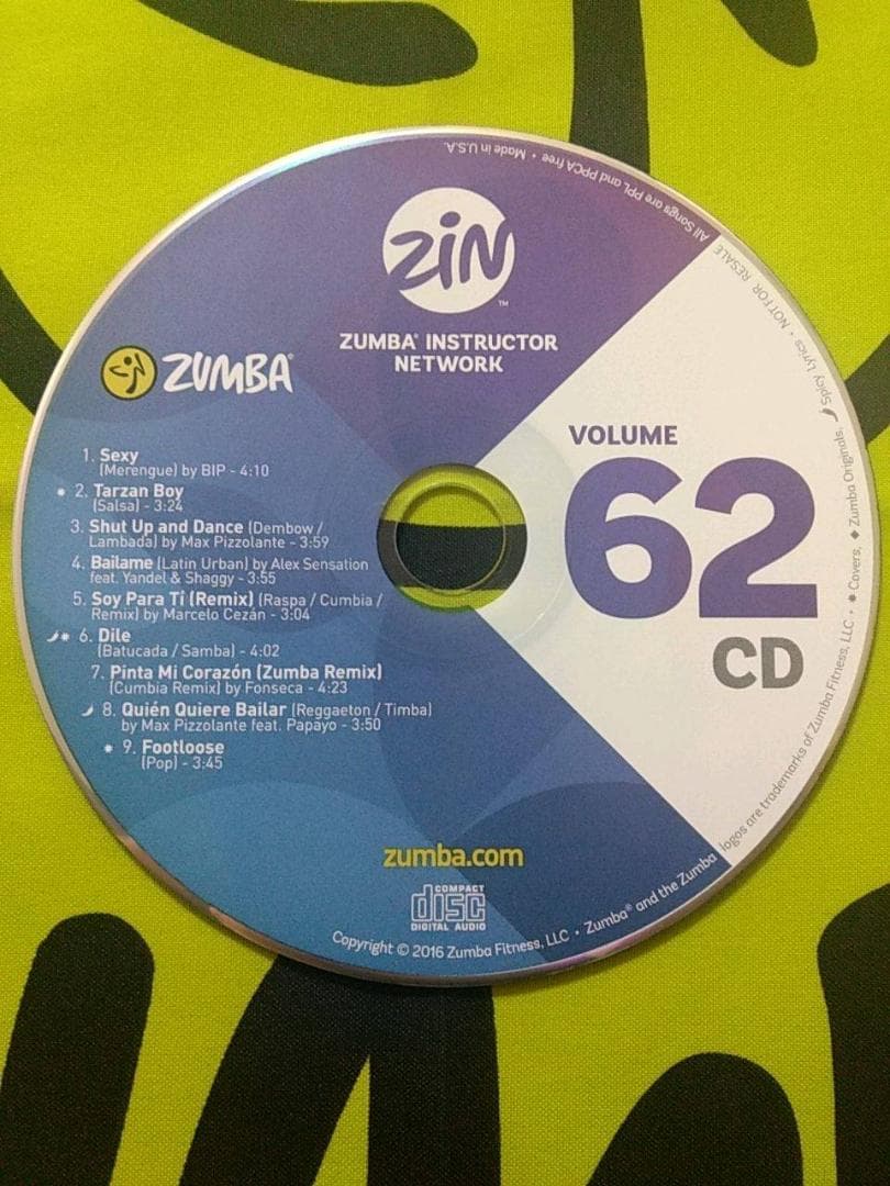 ZUMBA　ズンバ　ZIN62　CD＆DVD　インストラクター専用