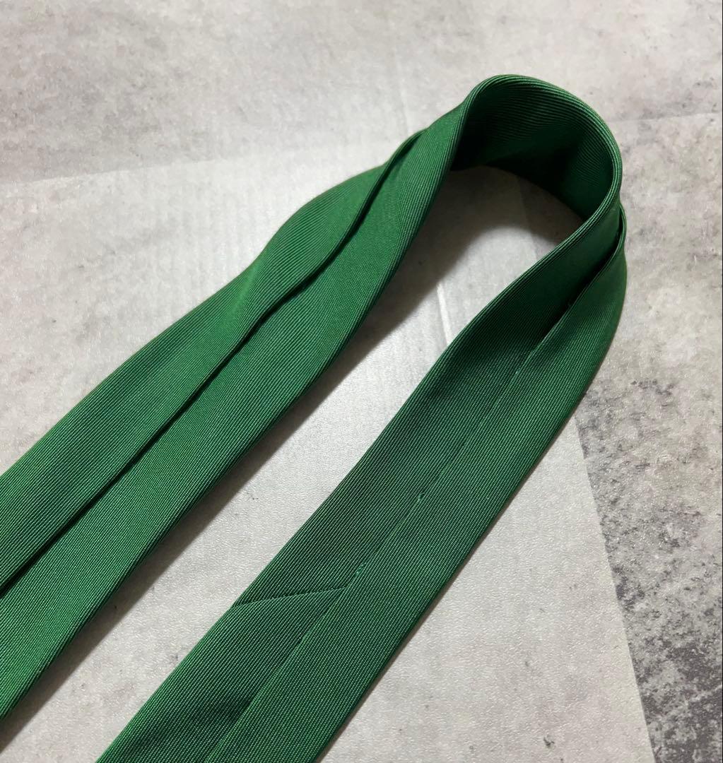HERMES ネクタイ ハイブランド ソリッド グリーン