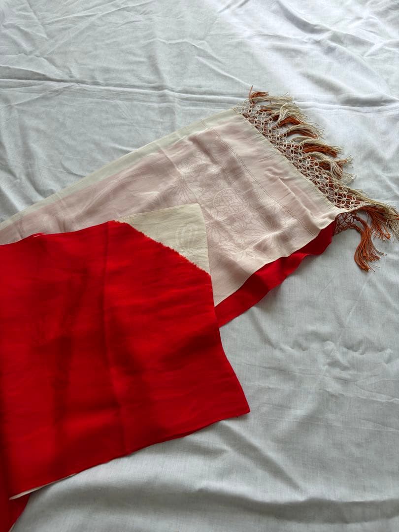 七五三　着物　正絹　アンティーク　レトロ　ピンク７歳　日本髪　結び帯　フルセット