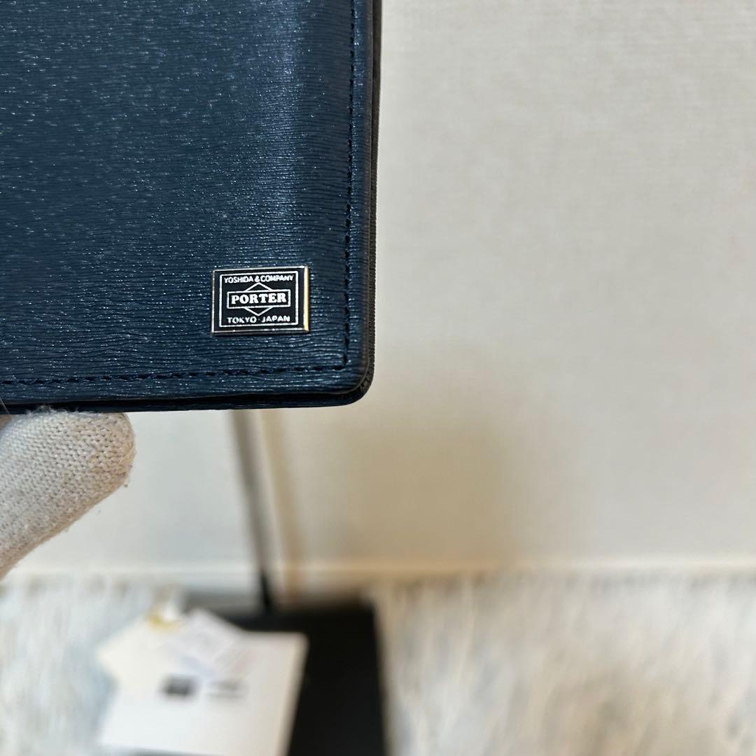 【未使用級✨人気商品/カレント】ポーター　折り財布　レザー　ネイビー　男女兼用
