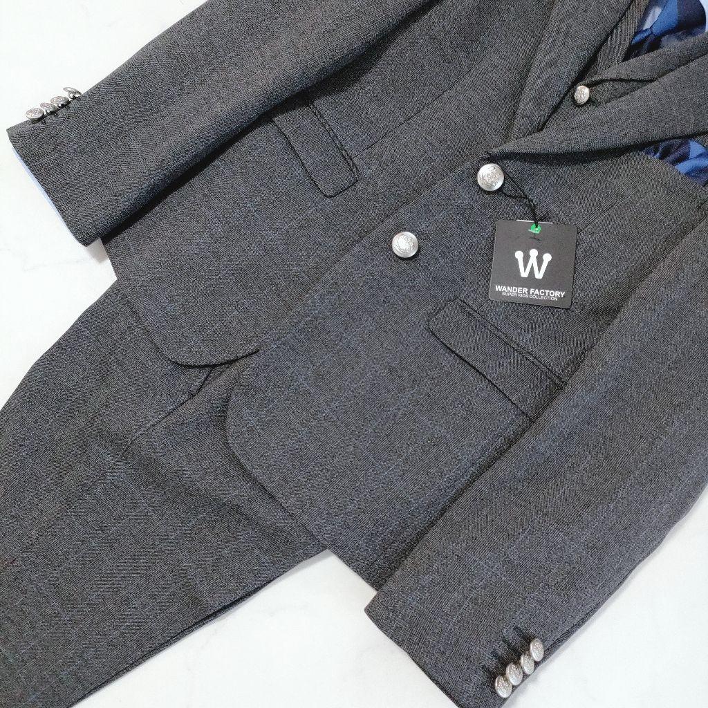 新品✨ワンダーファクトリースーツ6点セット ベスト 銀ボタン グレー 150