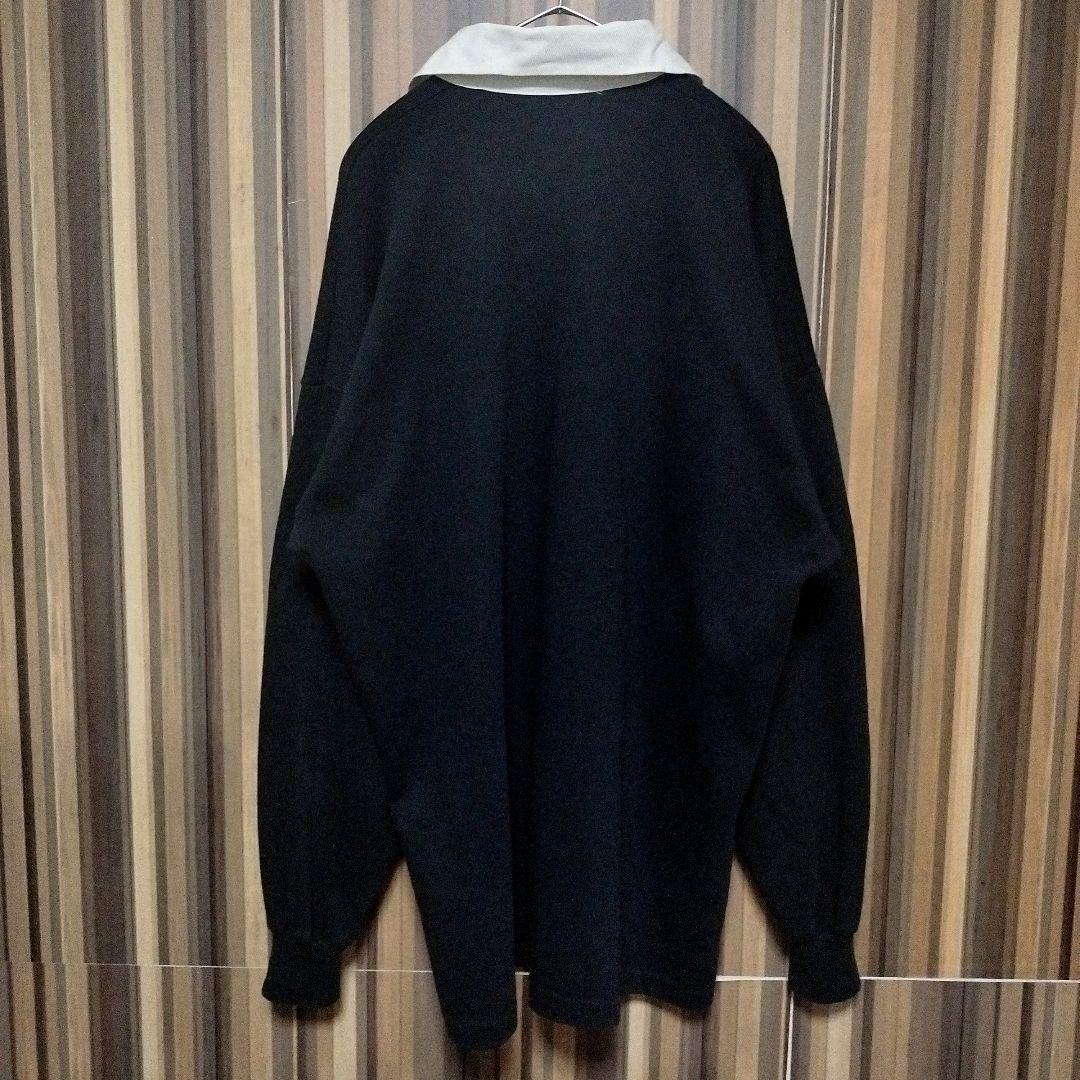 90s カンタベリー オールブラックス 刺繍ロゴ 長袖 ラガーシャツ L 黒色
