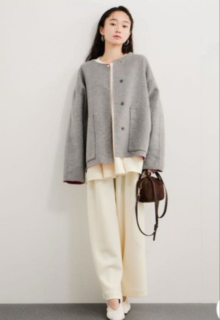 新品タグ付き　アダムエロペ　ノーカラーコート