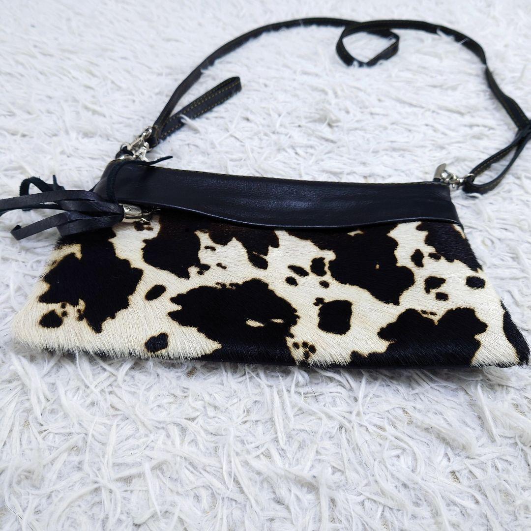 ROSIER　ハラコショルダーバッグ　ポーチ　2way　切り替え　レザー　黒