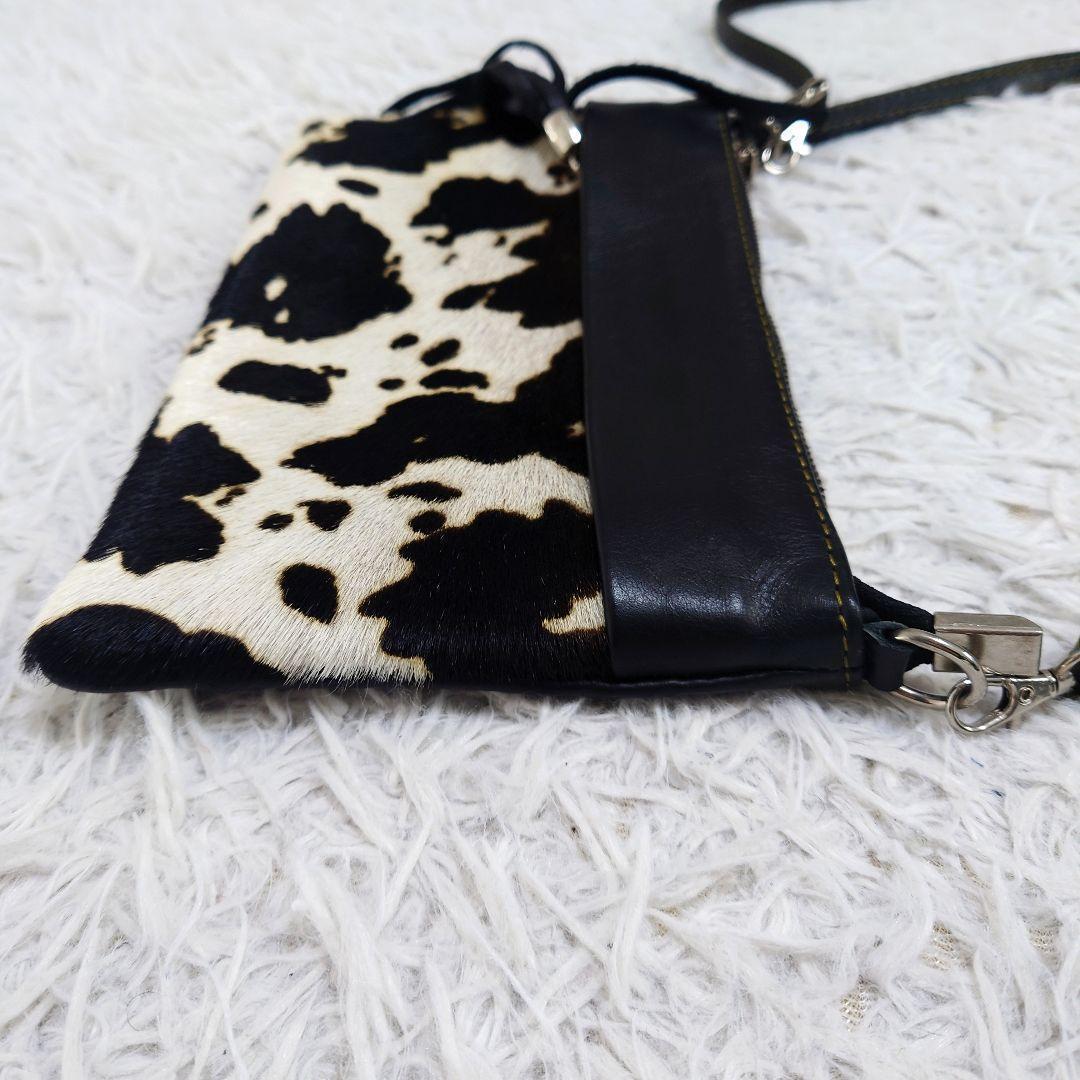 ROSIER　ハラコショルダーバッグ　ポーチ　2way　切り替え　レザー　黒