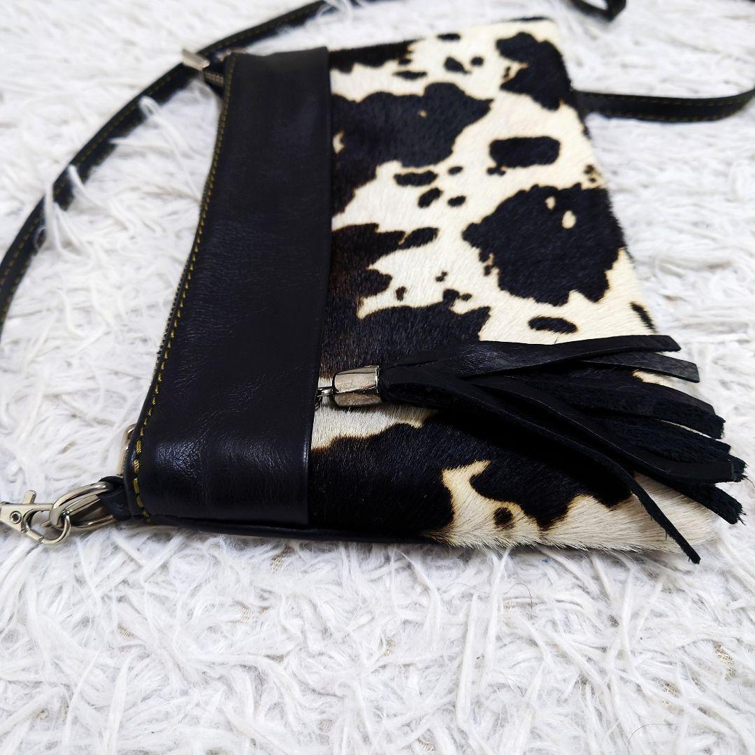 ROSIER　ハラコショルダーバッグ　ポーチ　2way　切り替え　レザー　黒