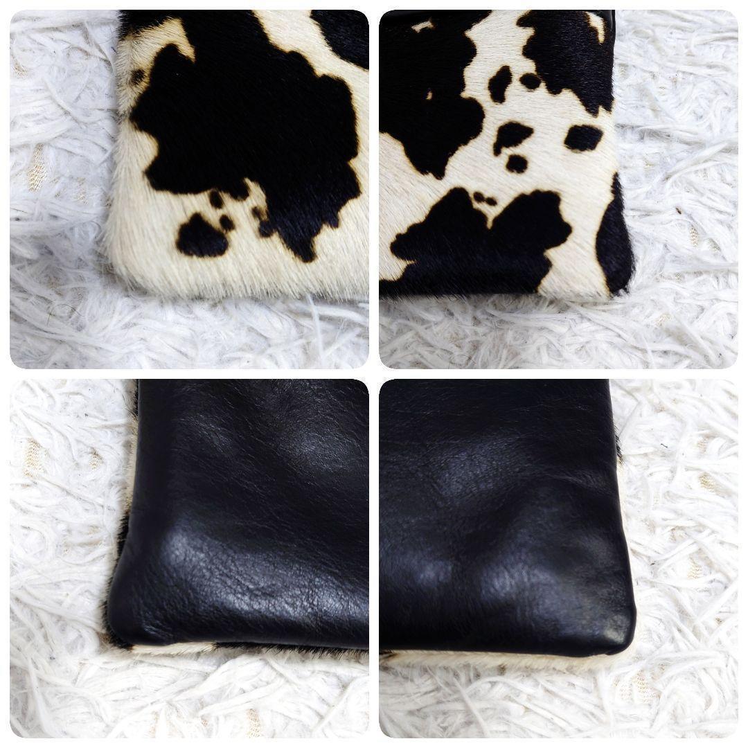 ROSIER　ハラコショルダーバッグ　ポーチ　2way　切り替え　レザー　黒