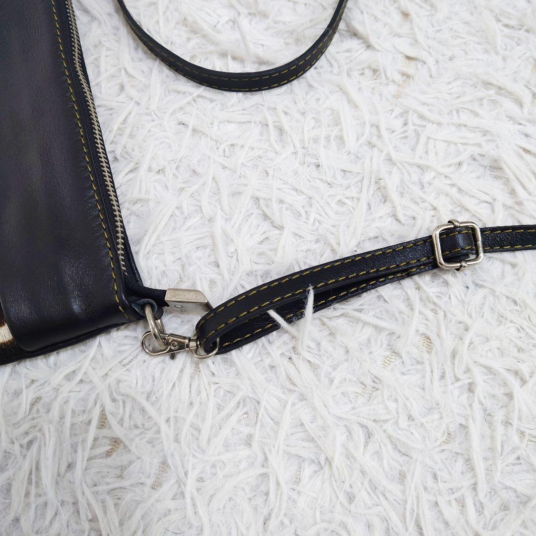 ROSIER　ハラコショルダーバッグ　ポーチ　2way　切り替え　レザー　黒