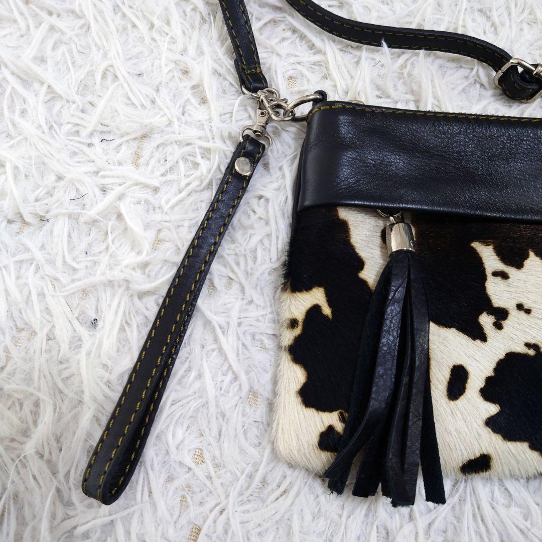 ROSIER　ハラコショルダーバッグ　ポーチ　2way　切り替え　レザー　黒