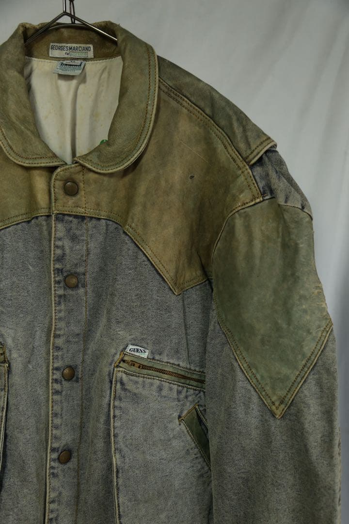 GUESS 1986’s デニム×レザージャケットXL バックトゥザフューチャー
