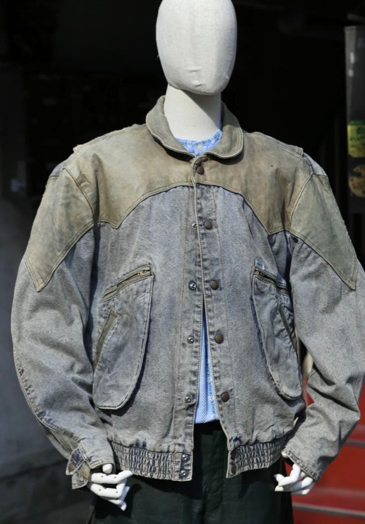 GUESS 1986’s デニム×レザージャケットXL バックトゥザフューチャー