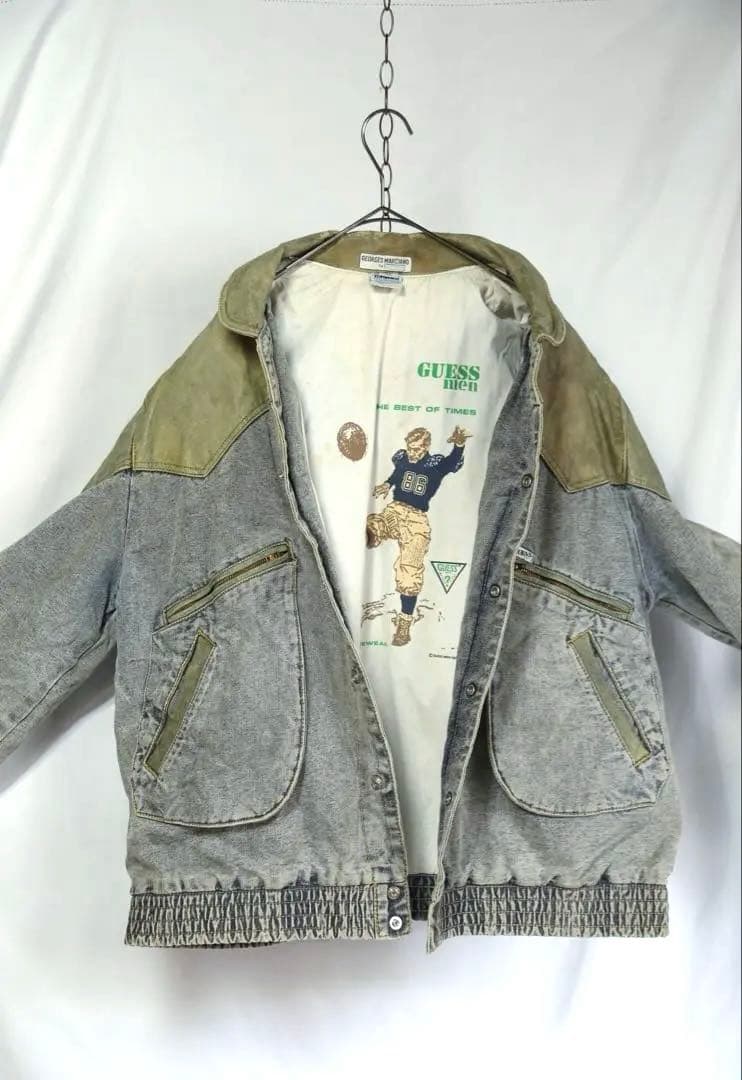 GUESS 1986’s デニム×レザージャケットXL バックトゥザフューチャー