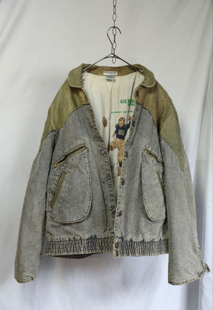 GUESS 1986’s デニム×レザージャケットXL バックトゥザフューチャー