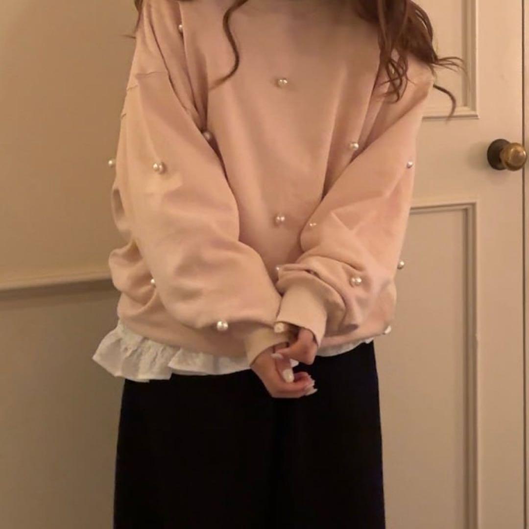 MARRY ME ピンクパール装飾 スウェット