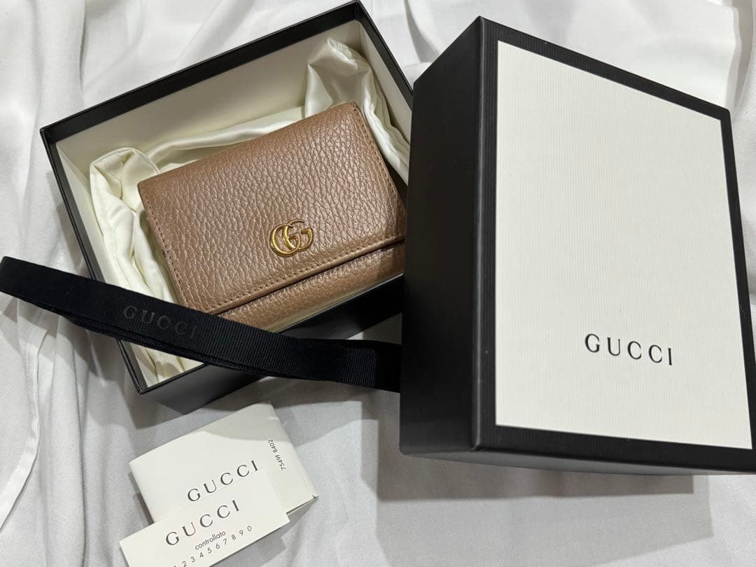 GUCCI グッチ GG マーモント 3つ折り コンパクト ベージュ
