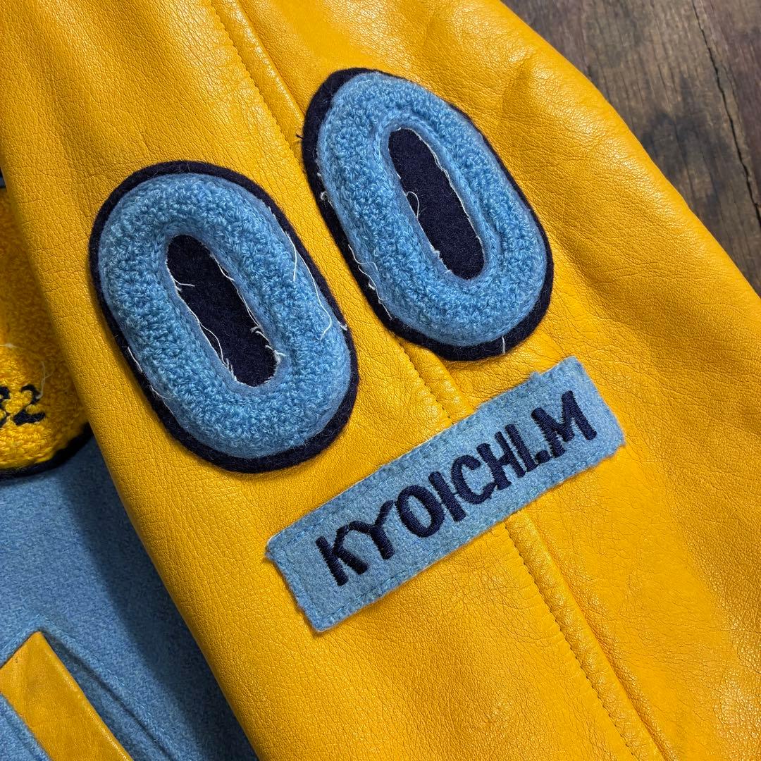 80s スタジャン バーシティ ジャケット ブルー VINTAGE 日本製 本革