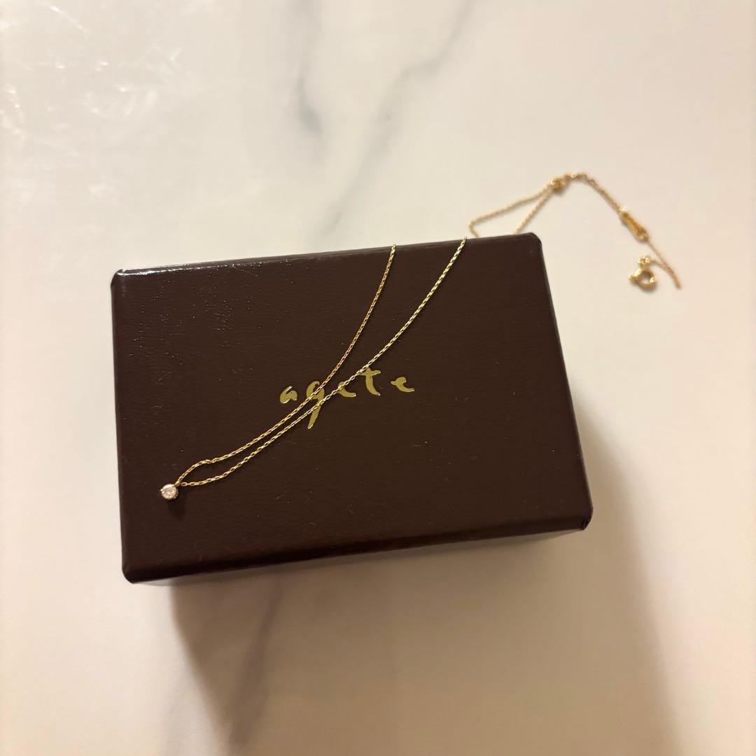 agate K18 一粒ダイヤ　ネックレス　0.05ct