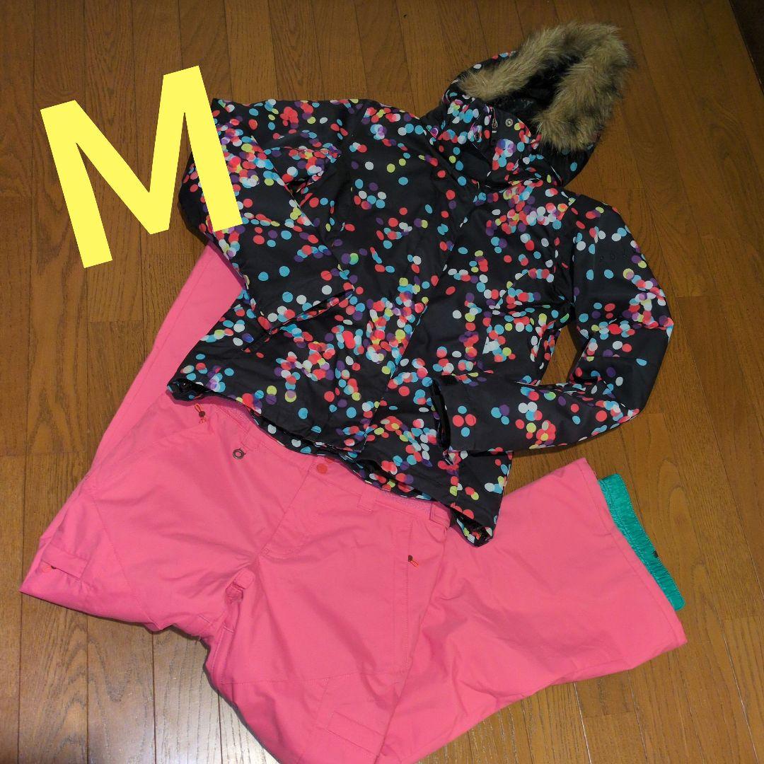 こ*ず様 ROXY　スノボウェア　上下セット　Ｍ　ドット　ブラック　ピンク