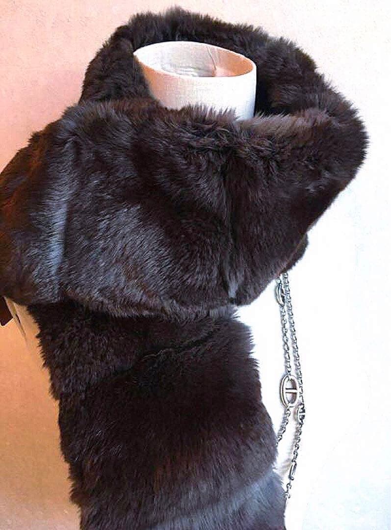 定価１４０万カタログ掲載ロロピアーナチンチラファー＆カシミア裏地マフラーストール