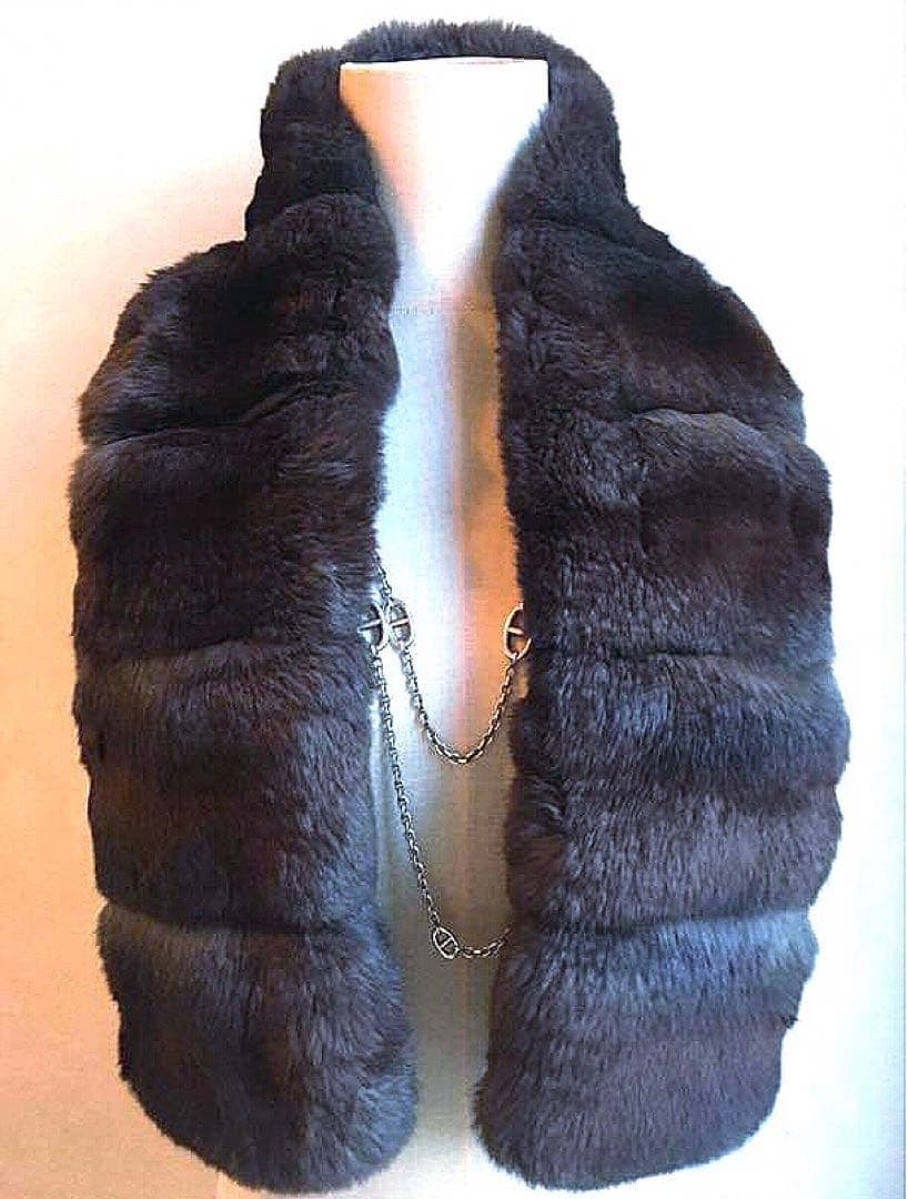 定価１４０万カタログ掲載ロロピアーナチンチラファー＆カシミア裏地マフラーストール