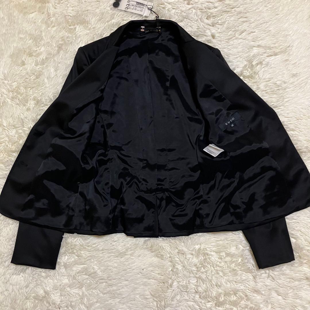 未使用　グッチ　ギャザー　デザイン　テーラード　ジャケット　ブラック
