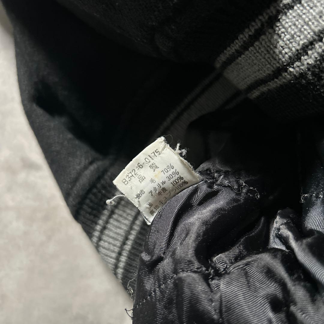 BALL BASIC ブラック レザー 刺繍 カレッジロゴ デザイン スタジャン