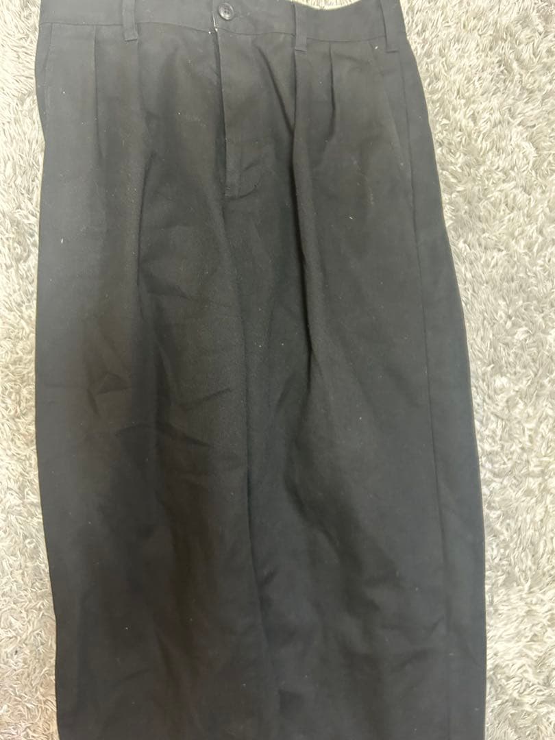 Schott 黒 スラックス プリーツ入り