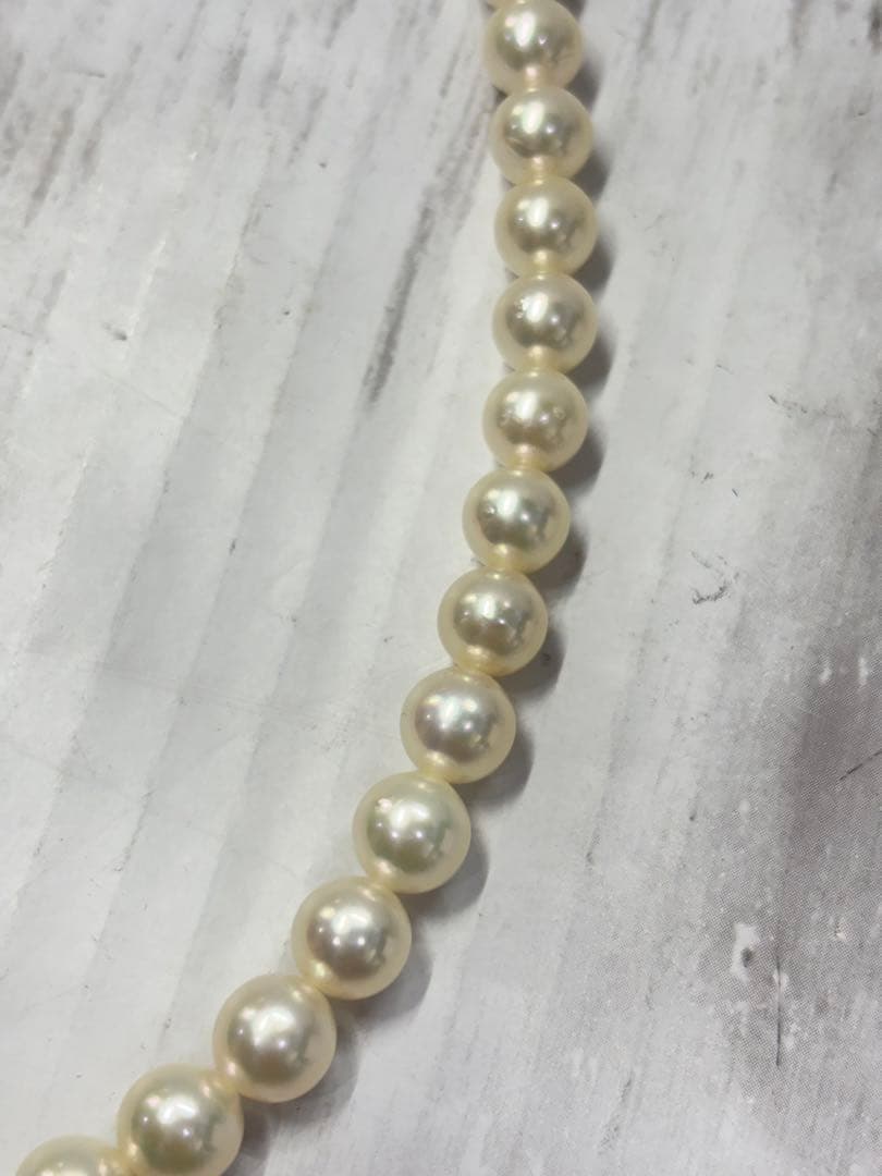 アコヤ養殖真珠　パールネックレス　7.5−8mm ラウンドシェイプ　鑑別書付き