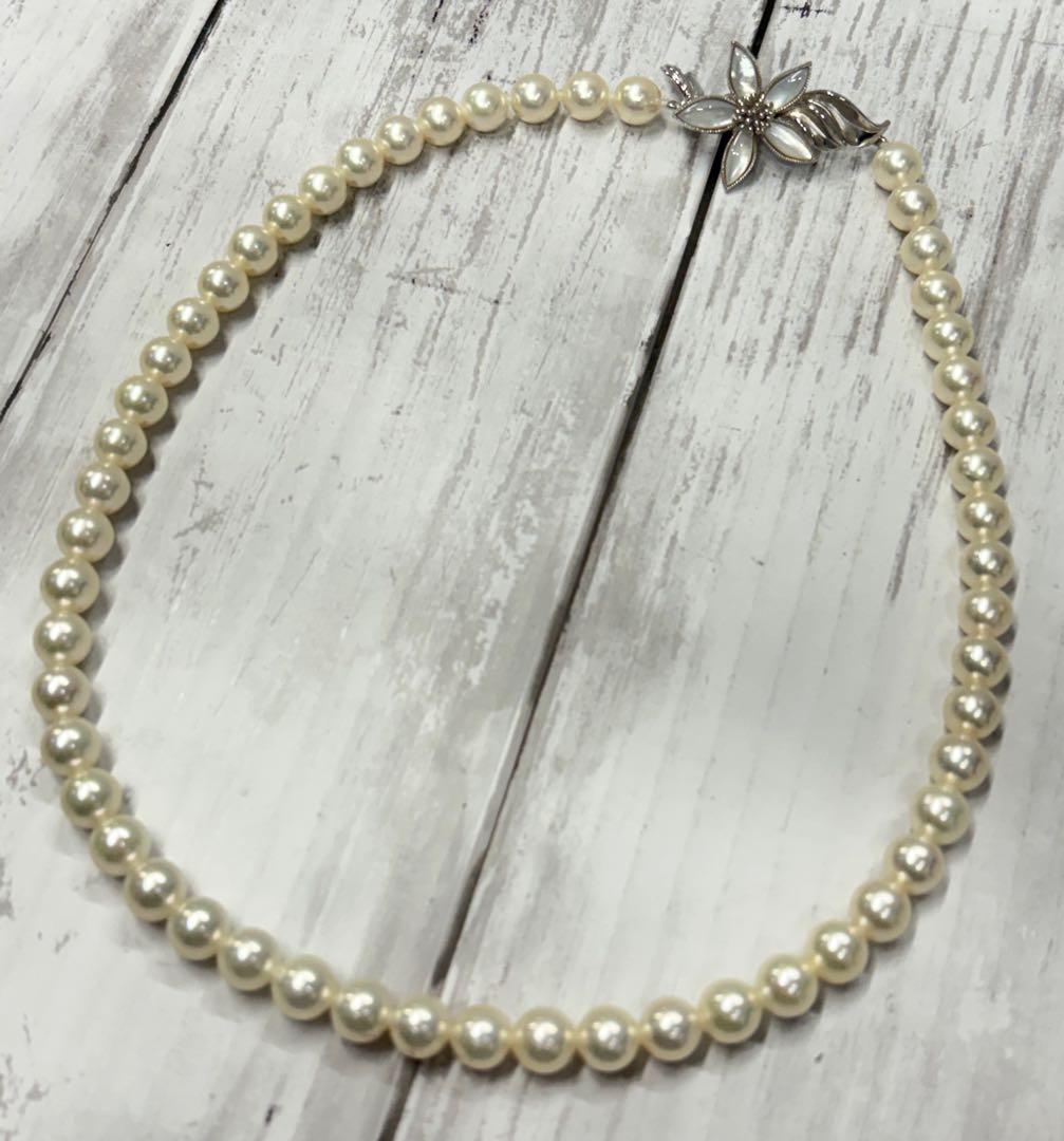 アコヤ養殖真珠　パールネックレス　7.5−8mm ラウンドシェイプ　鑑別書付き