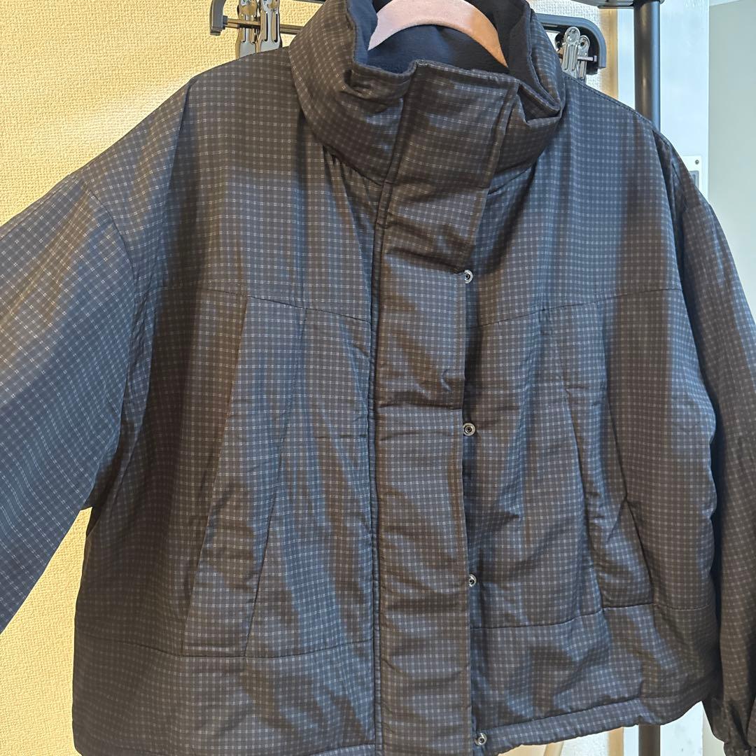 ローリーズファーム　チェックモンスターショートコート　グレー