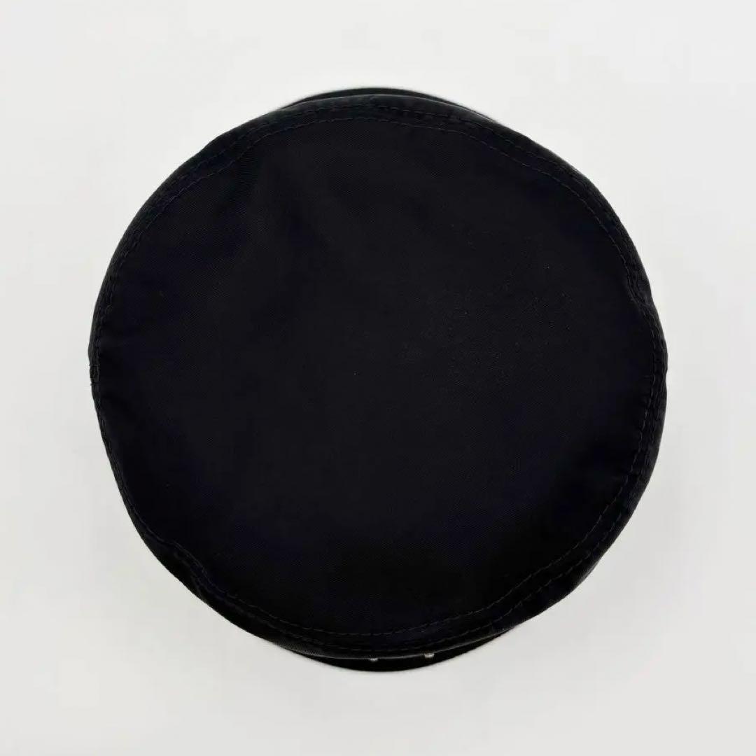 極美品 プラダ バケットハット ロゴプレート ナイロン ブラック