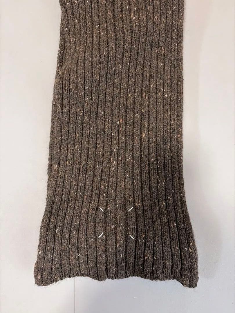 Maison Martin Margielaリブ編みブラウンマフラー