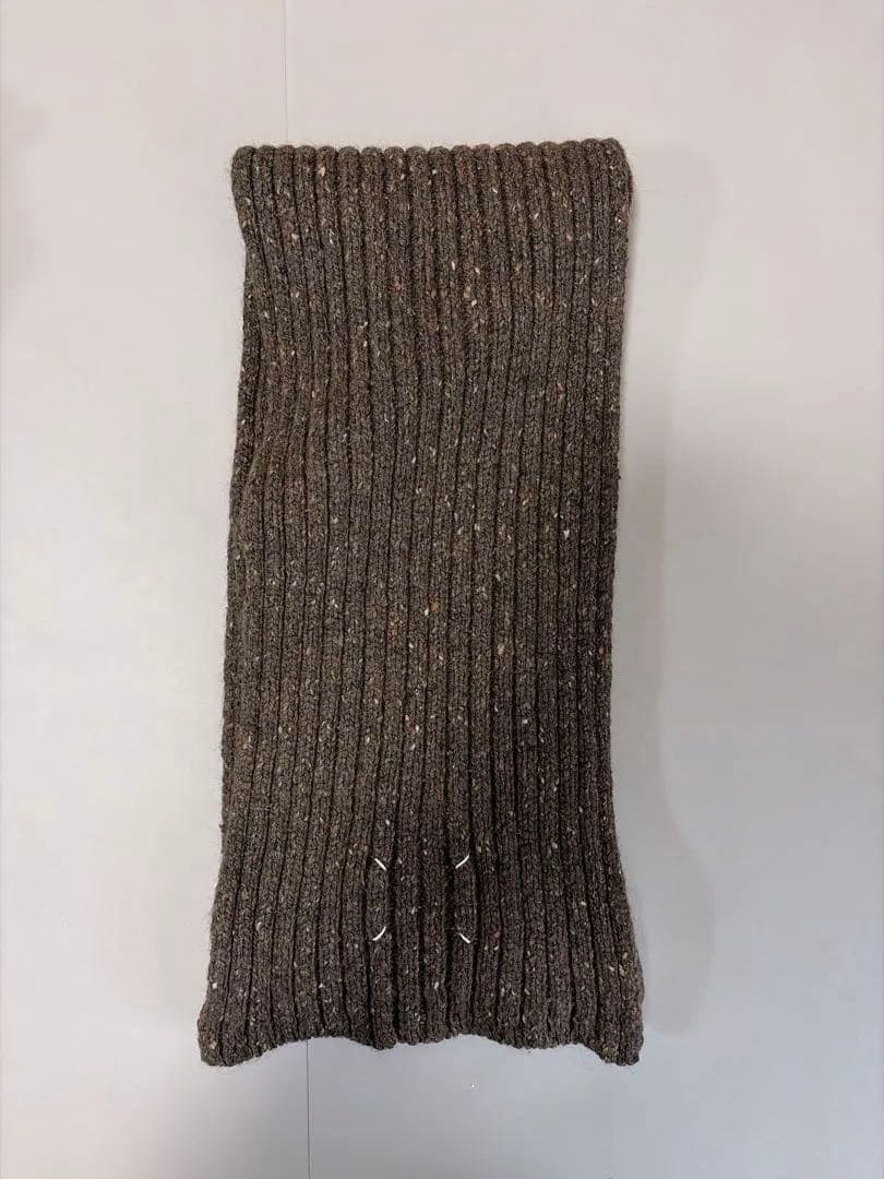 Maison Martin Margielaリブ編みブラウンマフラー