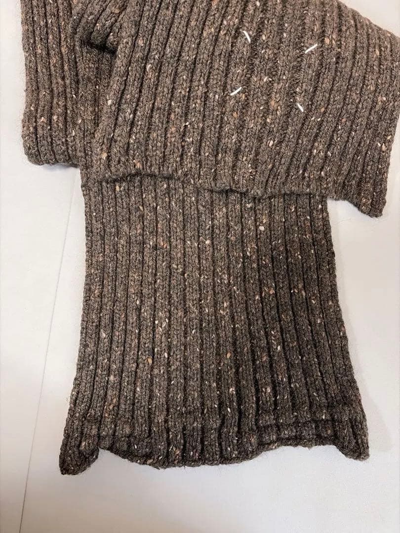 Maison Martin Margielaリブ編みブラウンマフラー